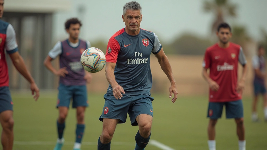 مدرب كرة قدم محترف يوضح تقنية التمرير للاعبين في ملعب حديث