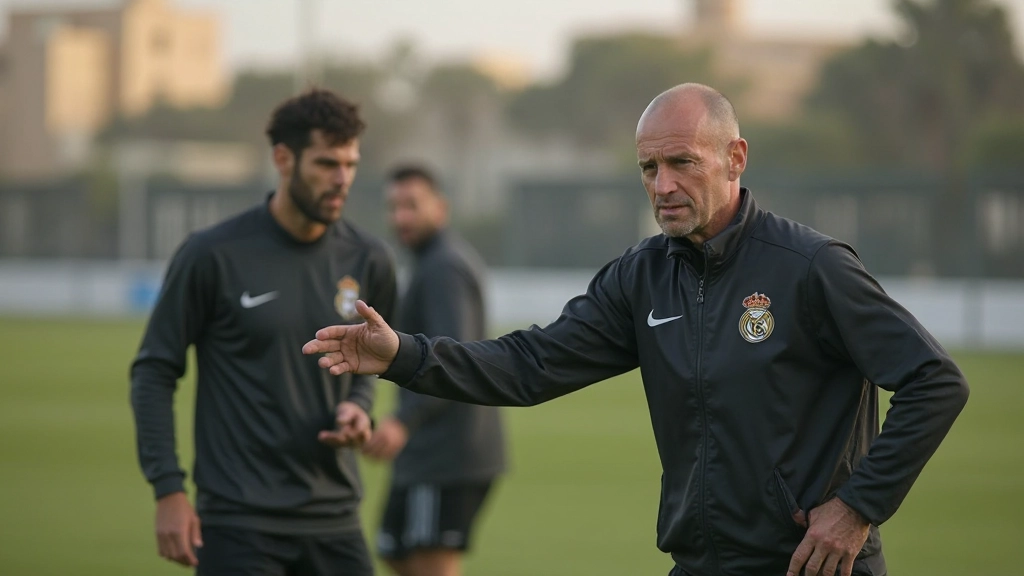 مدرب كرة قدم محترف يوضح تقنية التمرير للاعبين في ملعب حديث