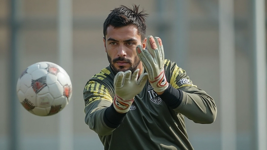 حارس المرمى يتدرب على تقنيات الإمساك بالكرة في الملعب