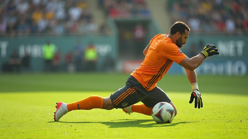 حارس مرمى يقوم بتدريبات متخصصة لتطوير مهاراته