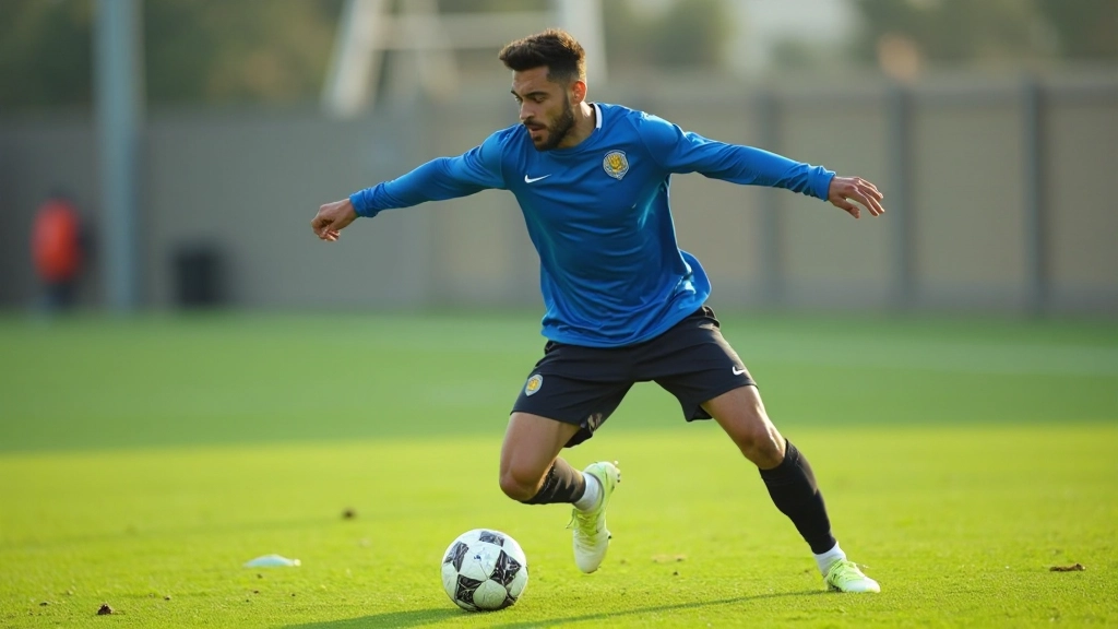 لاعب كرة قدم يقوم بتمرير دقيق للكرة في ملعب حقيقي