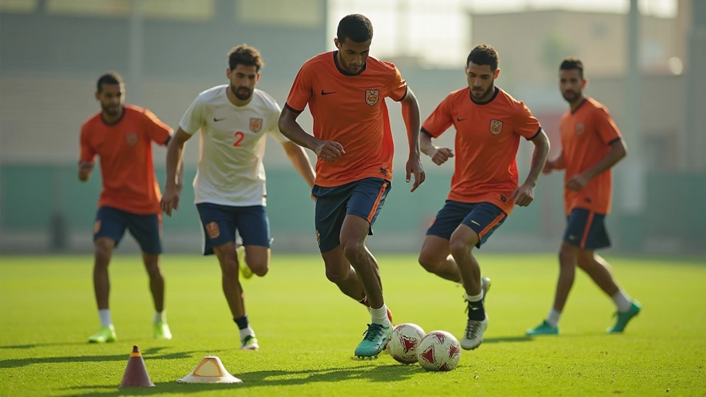 لاعبو كرة قدم يقومون بتمارين السرعة والرشاقة