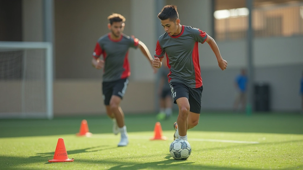لاعب يقوم بتمارين السرعة والرشاقة على الملعب
